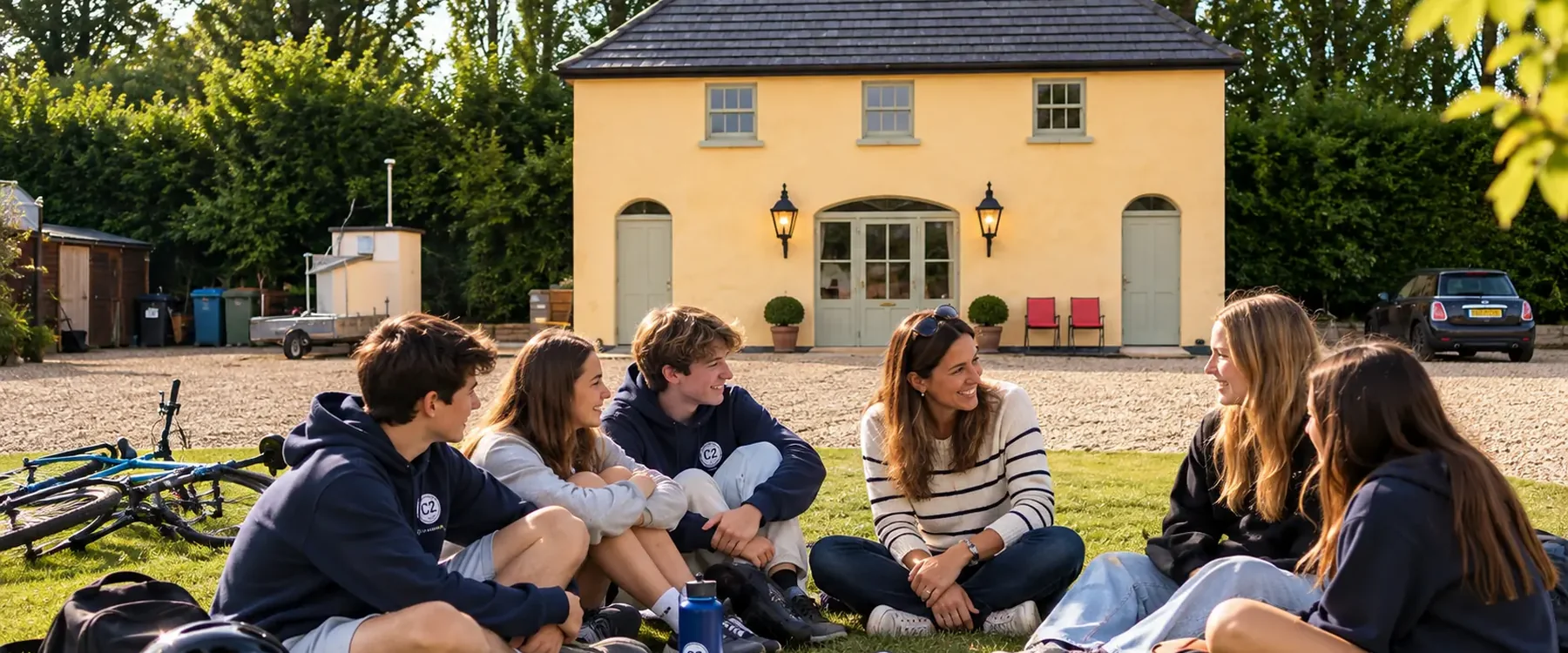 Students together at the C2 private campus in the Irish countryside