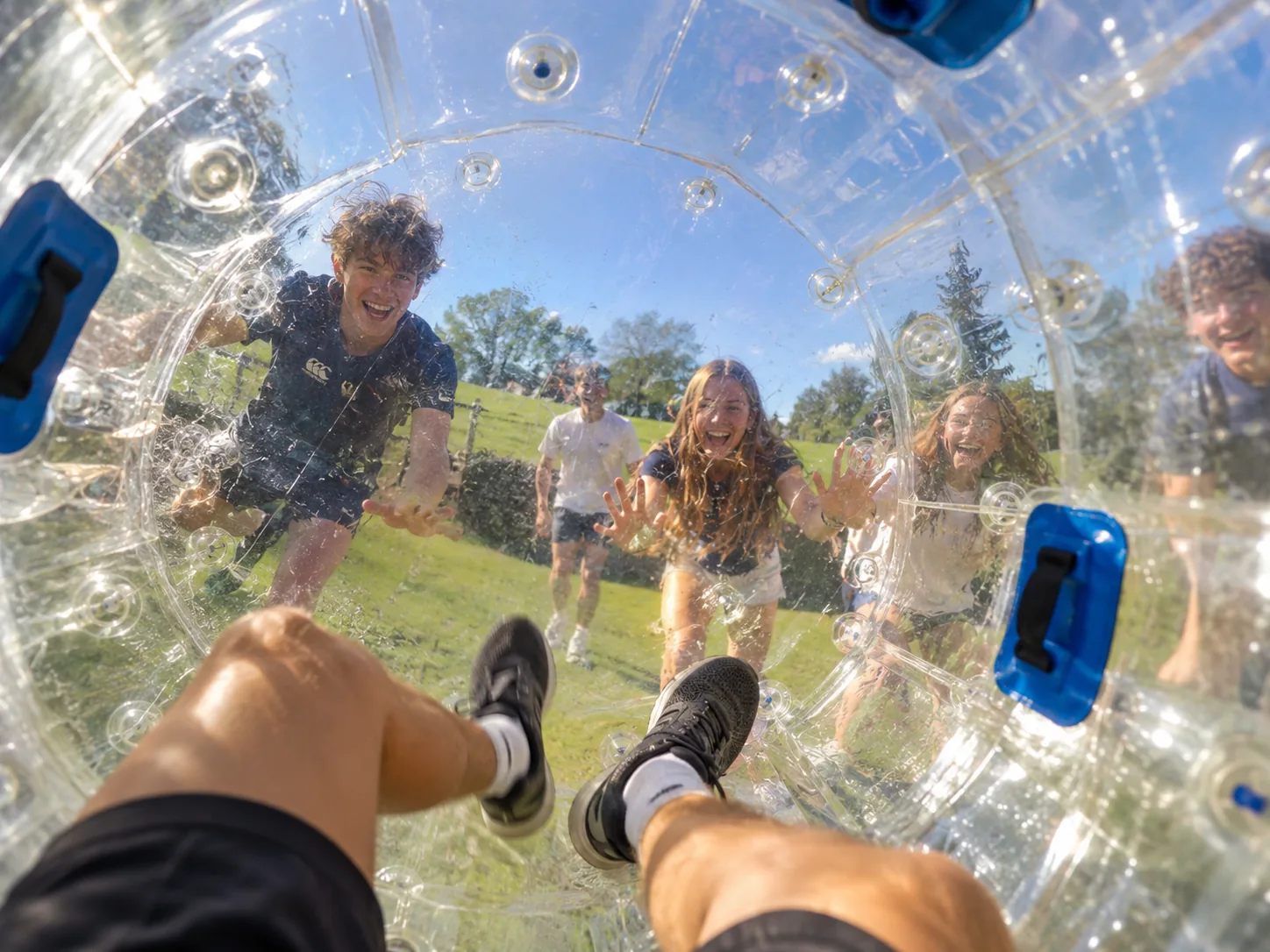 View from inside a zorbing ball during a C2 activity