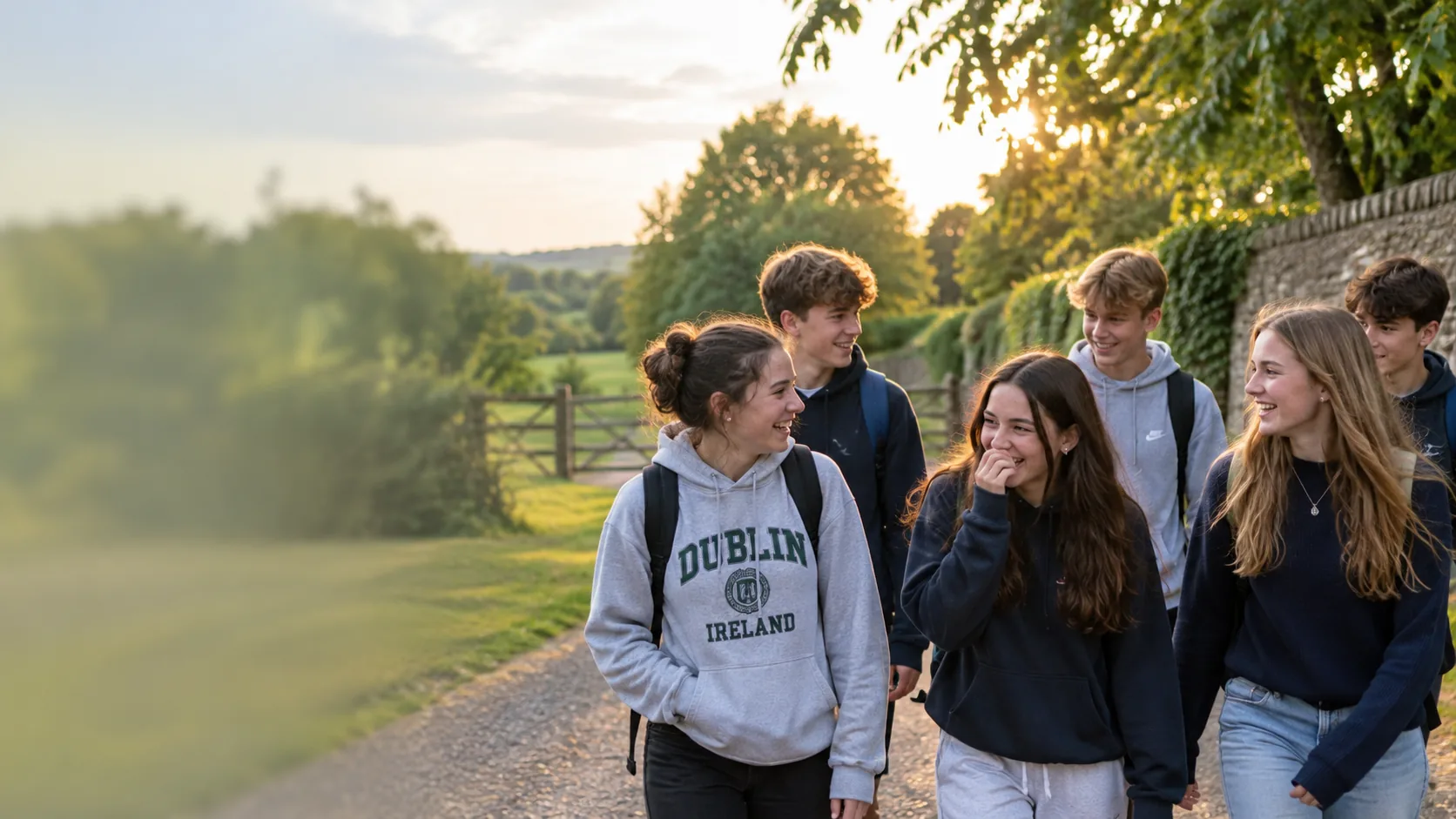 Teenagers enjoying time together outdoors in Ireland