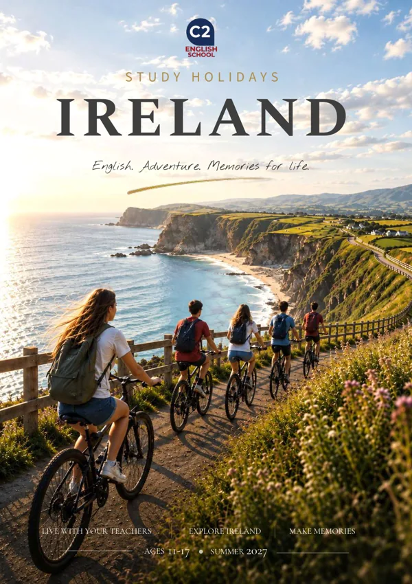 Cover of the C2 Teen Study Holidays in Ireland 2027 catalogue in English