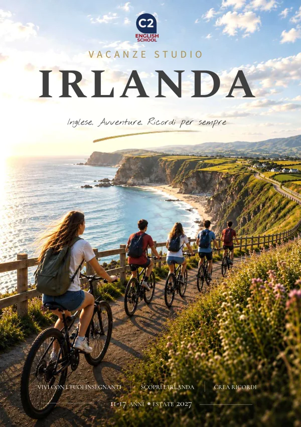 Cover of the C2 Teen Study Holidays in Ireland 2027 catalogue in Italiano