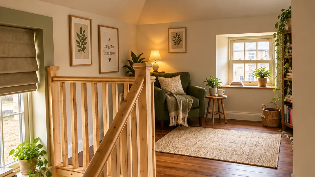 Cosy upstairs chill-out and reading area in the Coach House