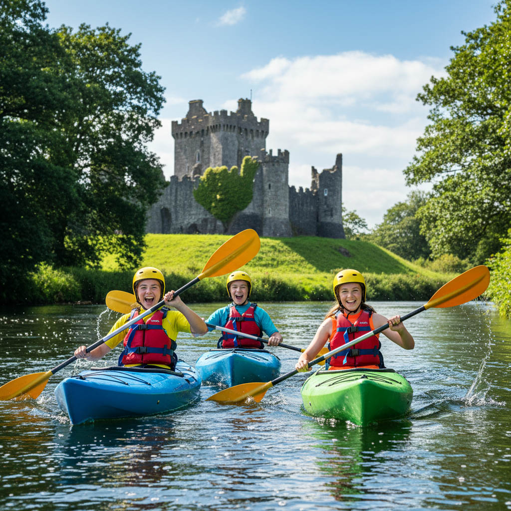 Teenagers kayaking in Ireland