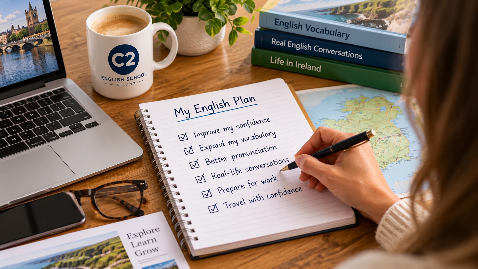 A personalised English learning plan being prepared